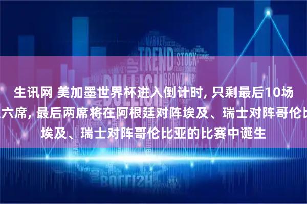 生讯网 美加墨世界杯进入倒计时, 只剩最后10场比赛, 八强已产生六席, 最后两席将在阿根廷对阵埃及、瑞士对阵哥伦比亚的比赛中诞生